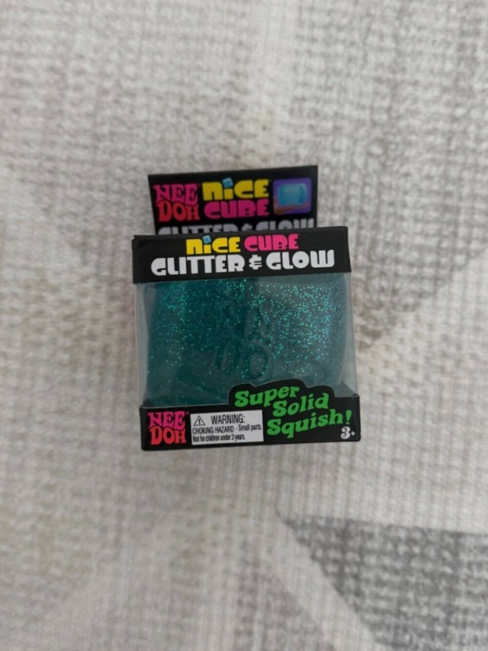Schylling NeeDoh Nice Cube Glitter & Glow - BLUE Sensory Squeeze Toy (NEW) - Picture 2 of 3
